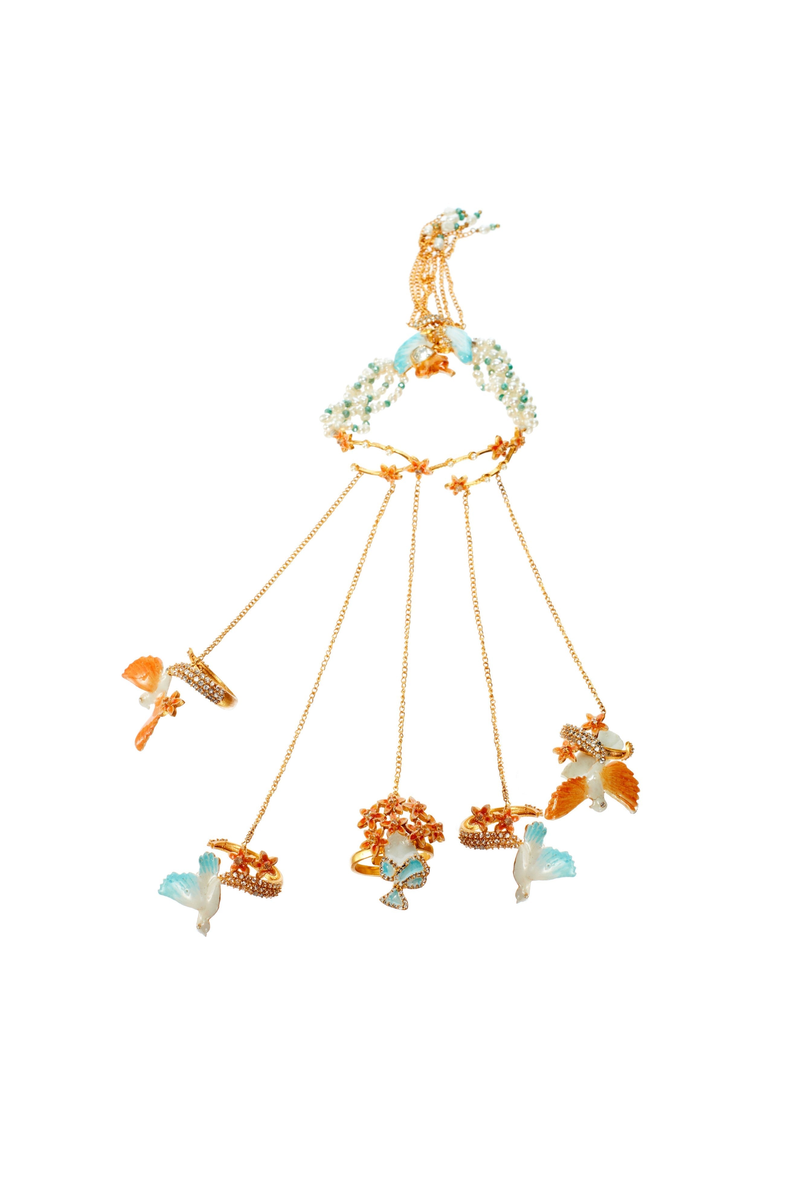 5 finger Cameo Haathphool with tassel lock