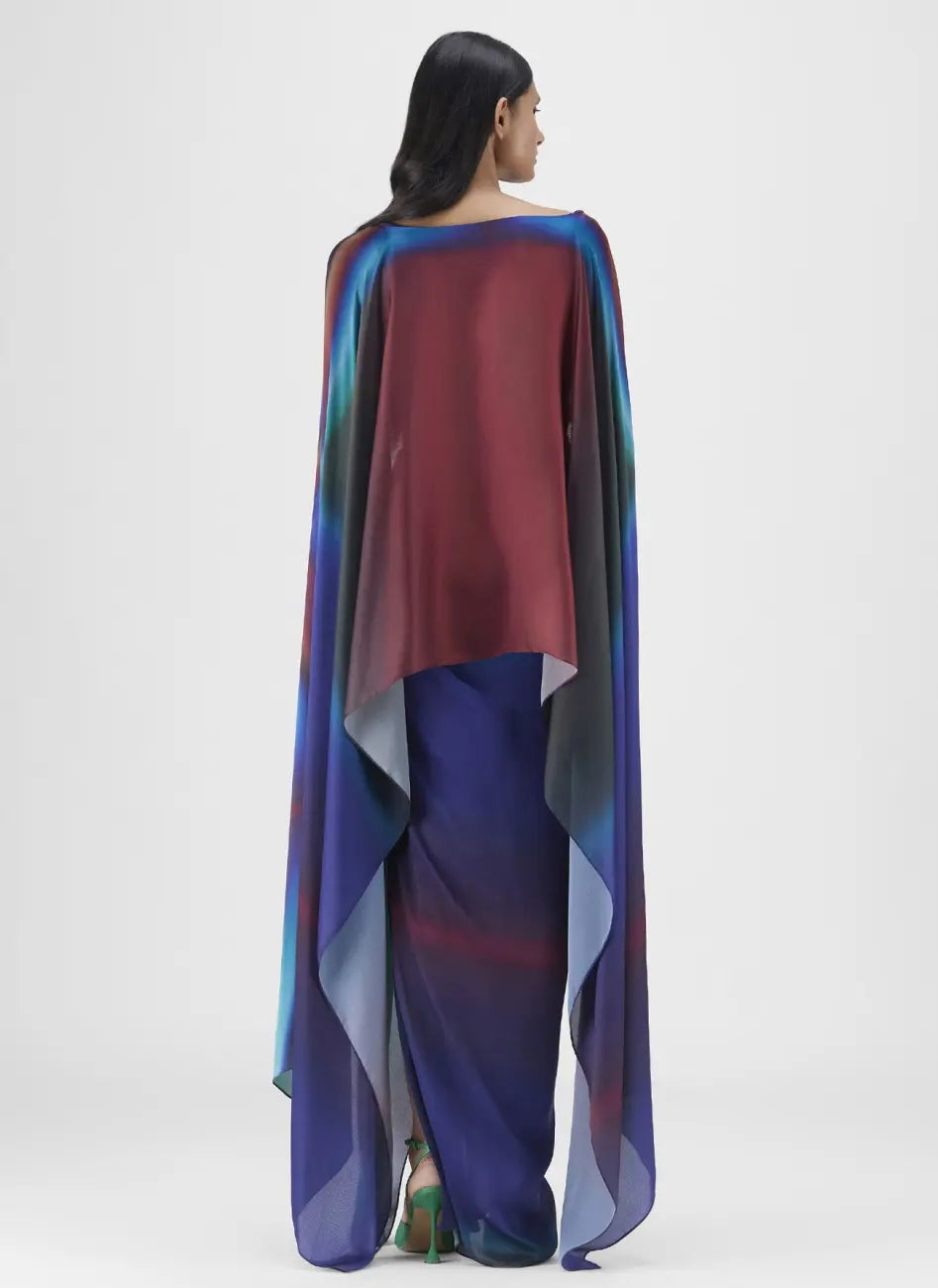Metallic Watercolor Cape And Skirt