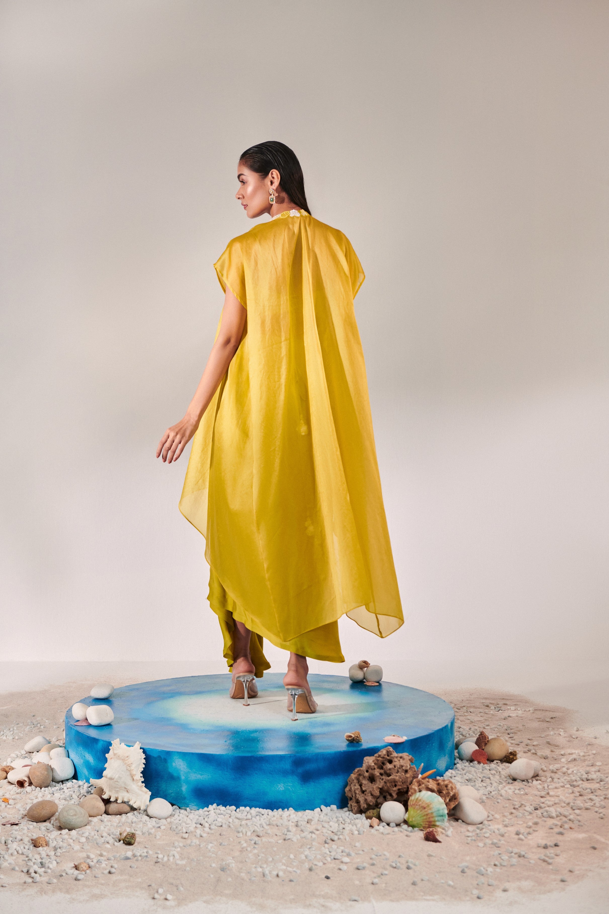 Cutwork cape and jacket set