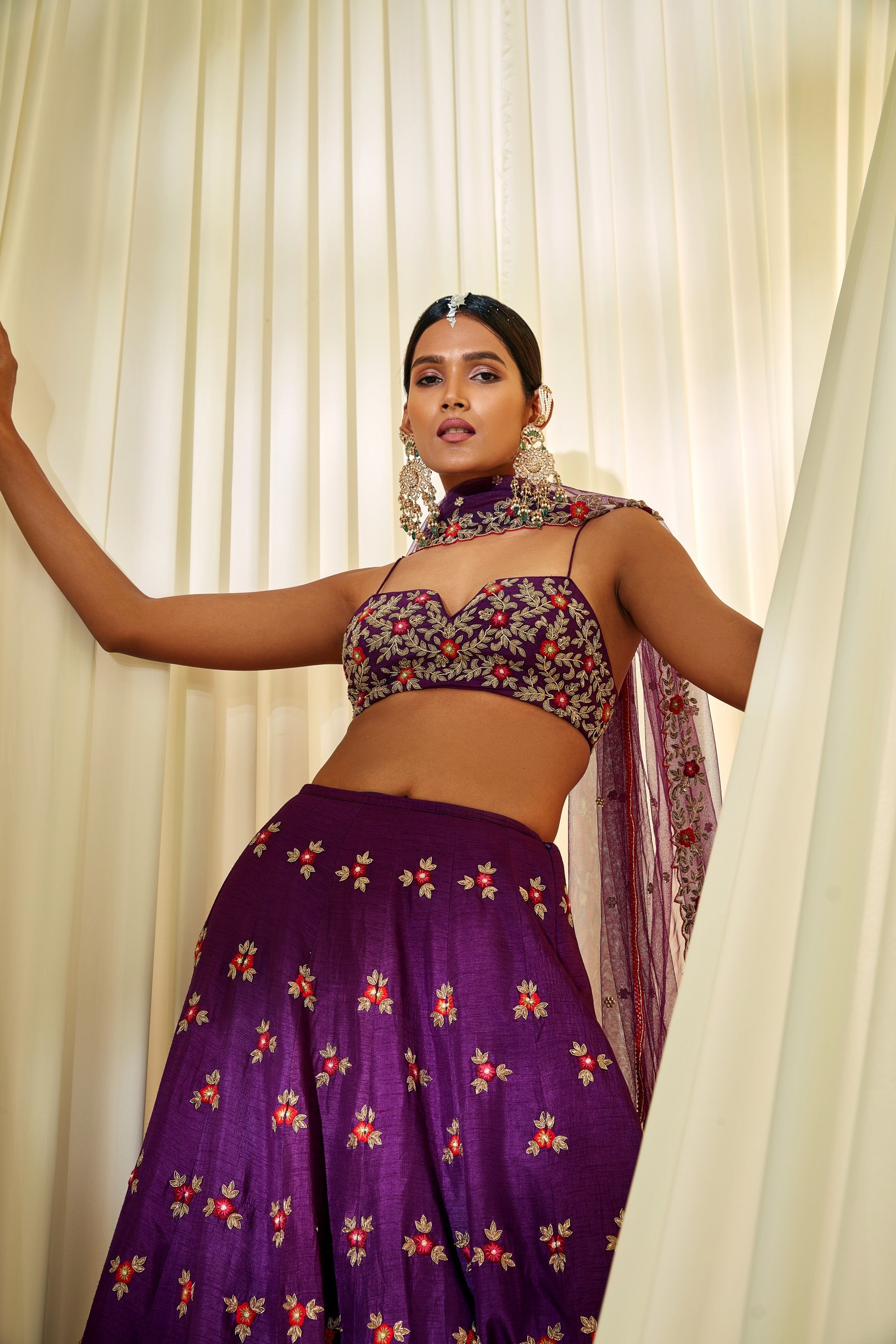 Purple Bridal Lehenga Set