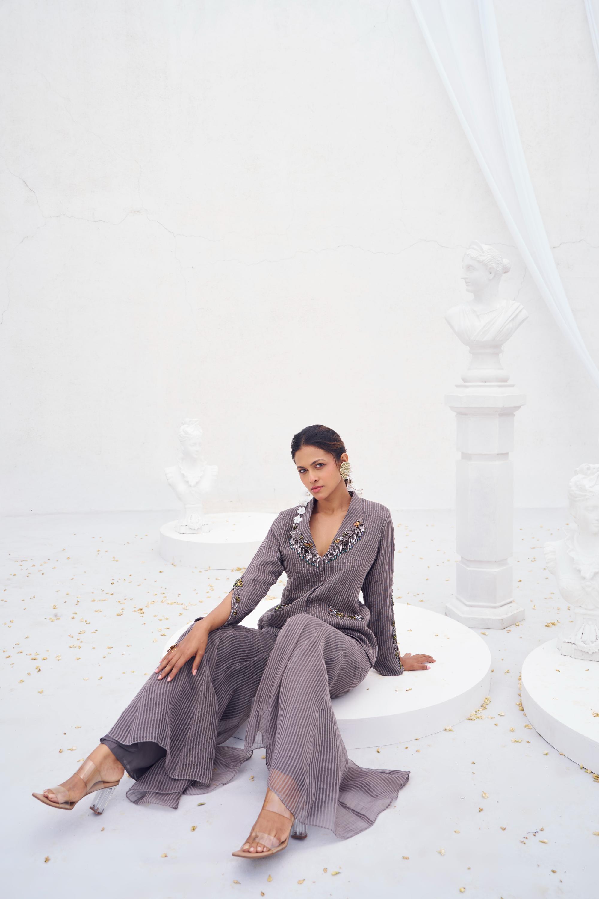 Anagha- Embroidered dressy blazer set