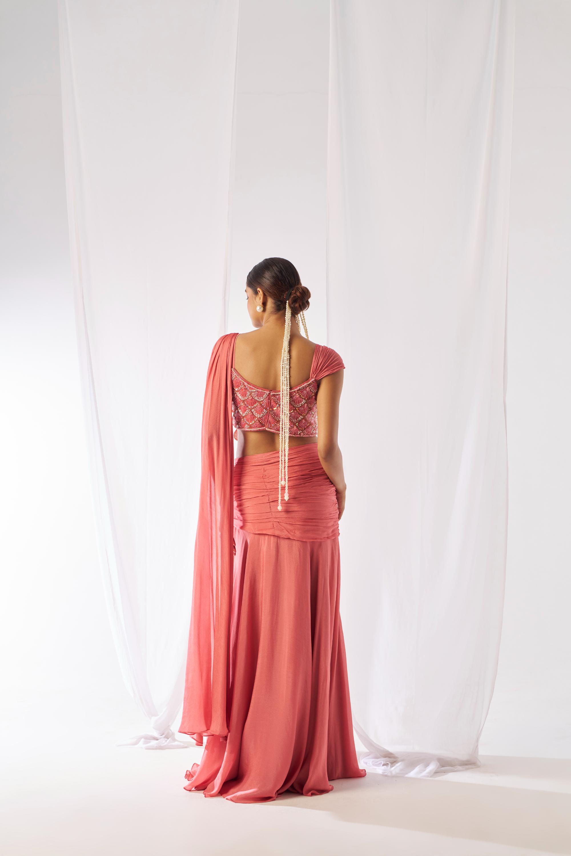 Mahagauri- Stylish heavy draped saree set