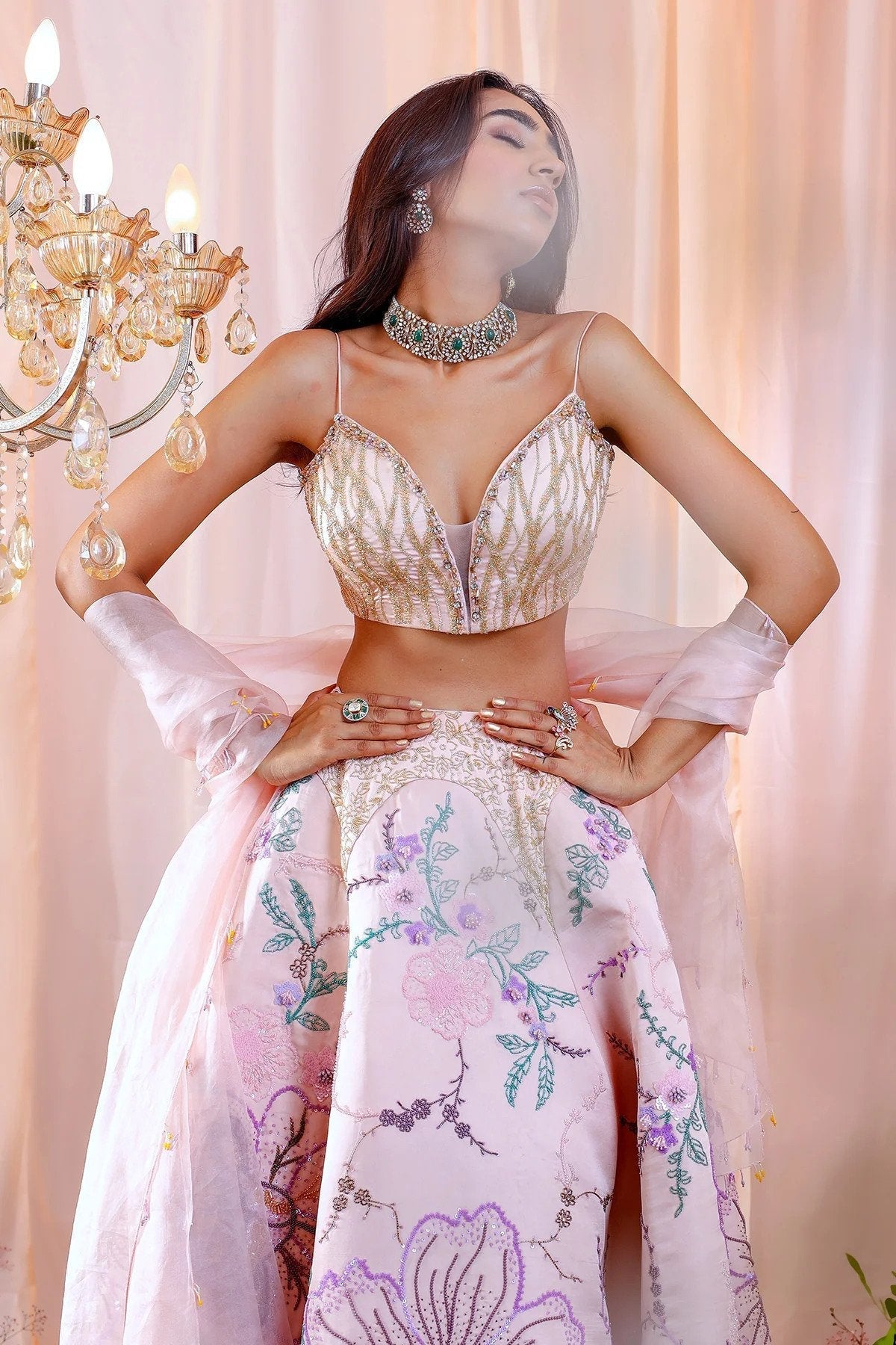 Hand Embroidered Lehenga Set