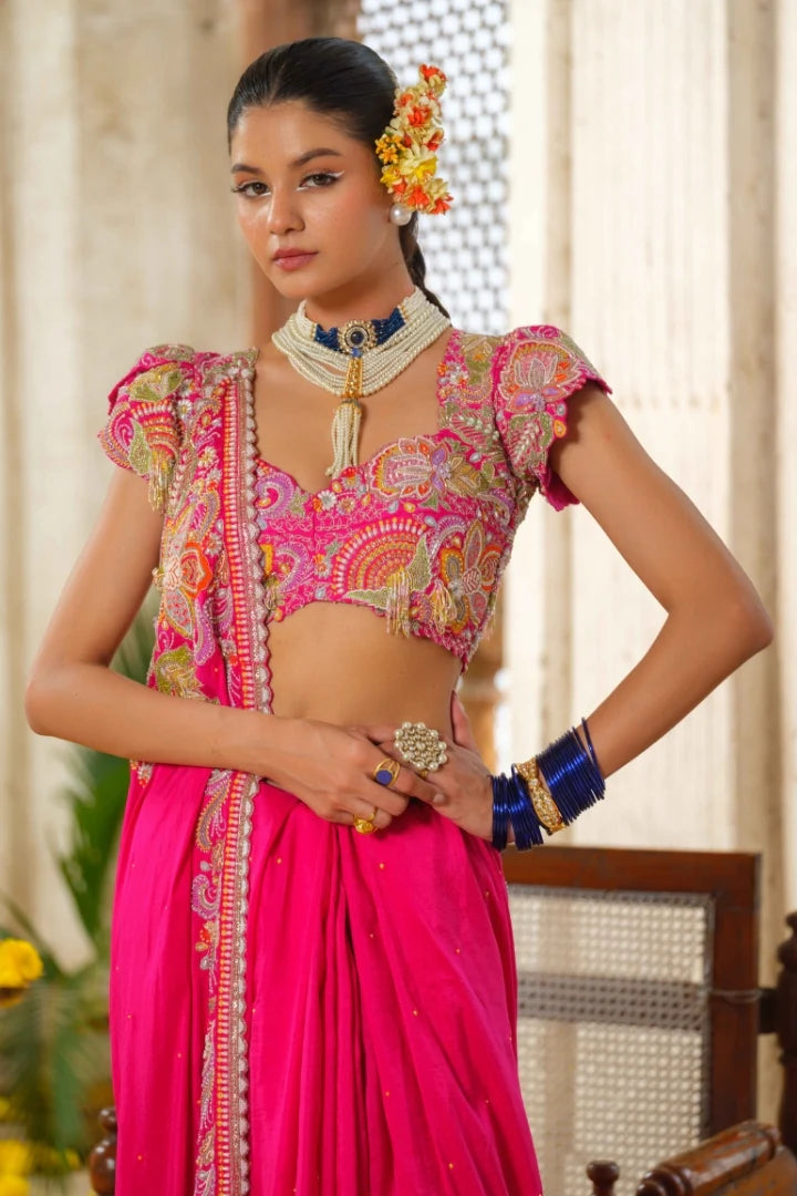 Hot Pink Silk Saree