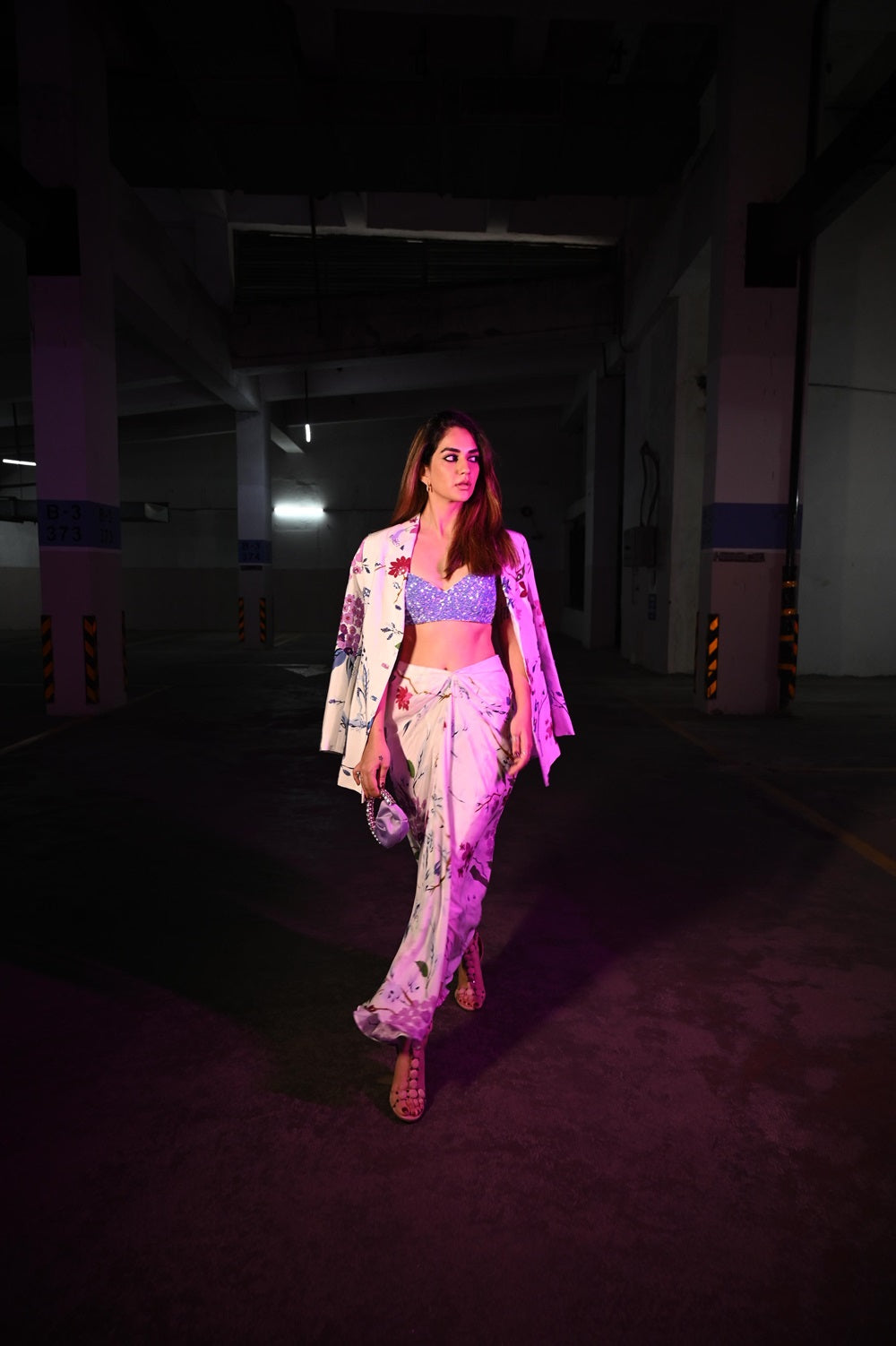 Bloom print dhoti blazer with sequin bralette The Mahal