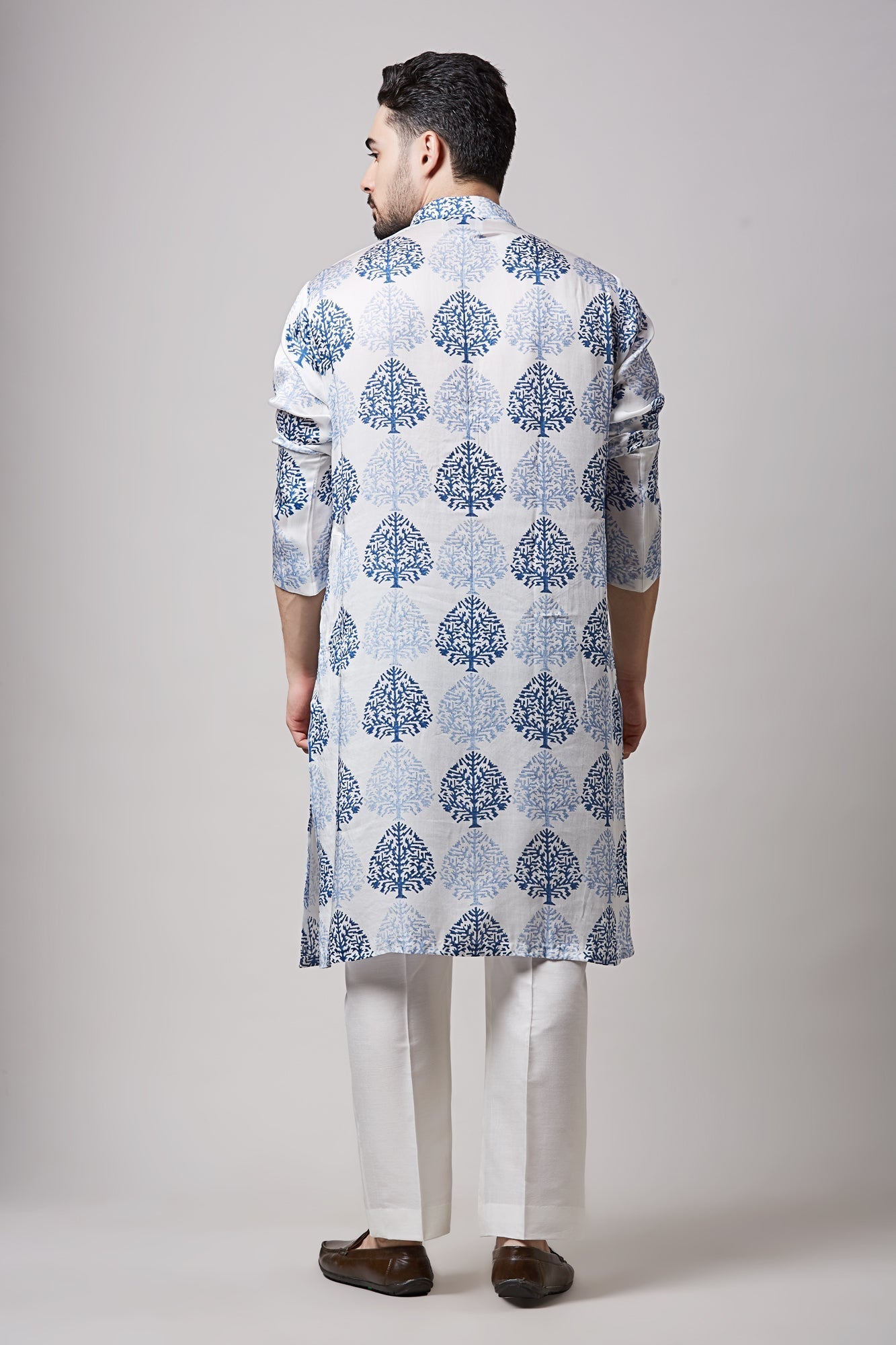 MODAL SATIN BLOCK PRINT MUGHAL MOTIF KURTA SET