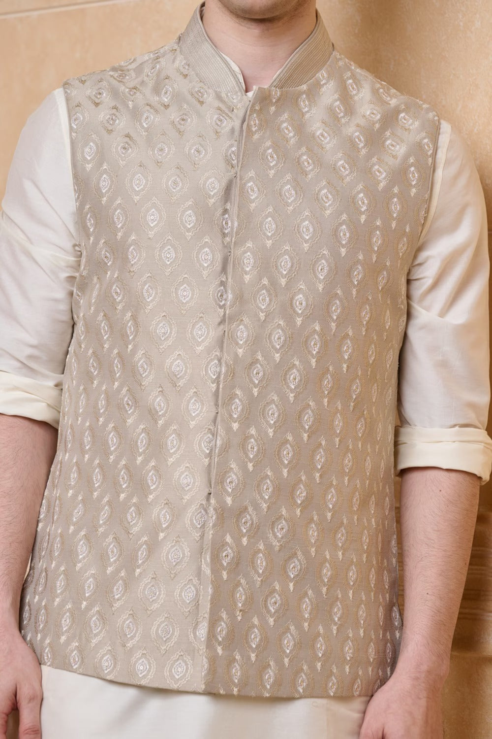 Silver Embroidered Bundi
