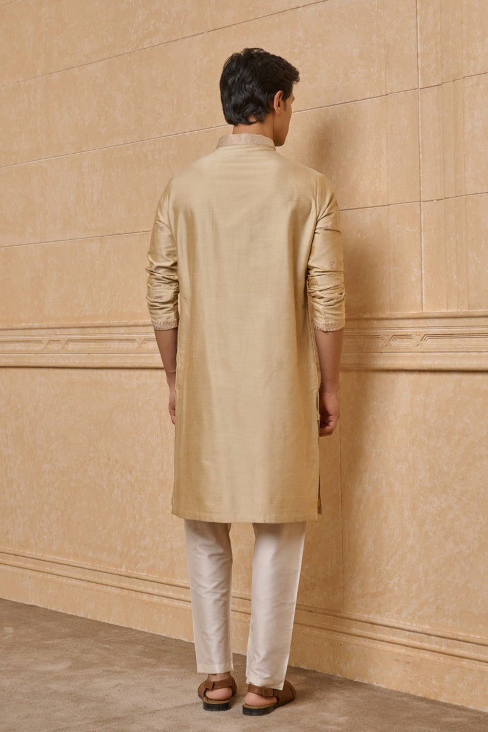 Beige All Over Embroidered Kurta Set