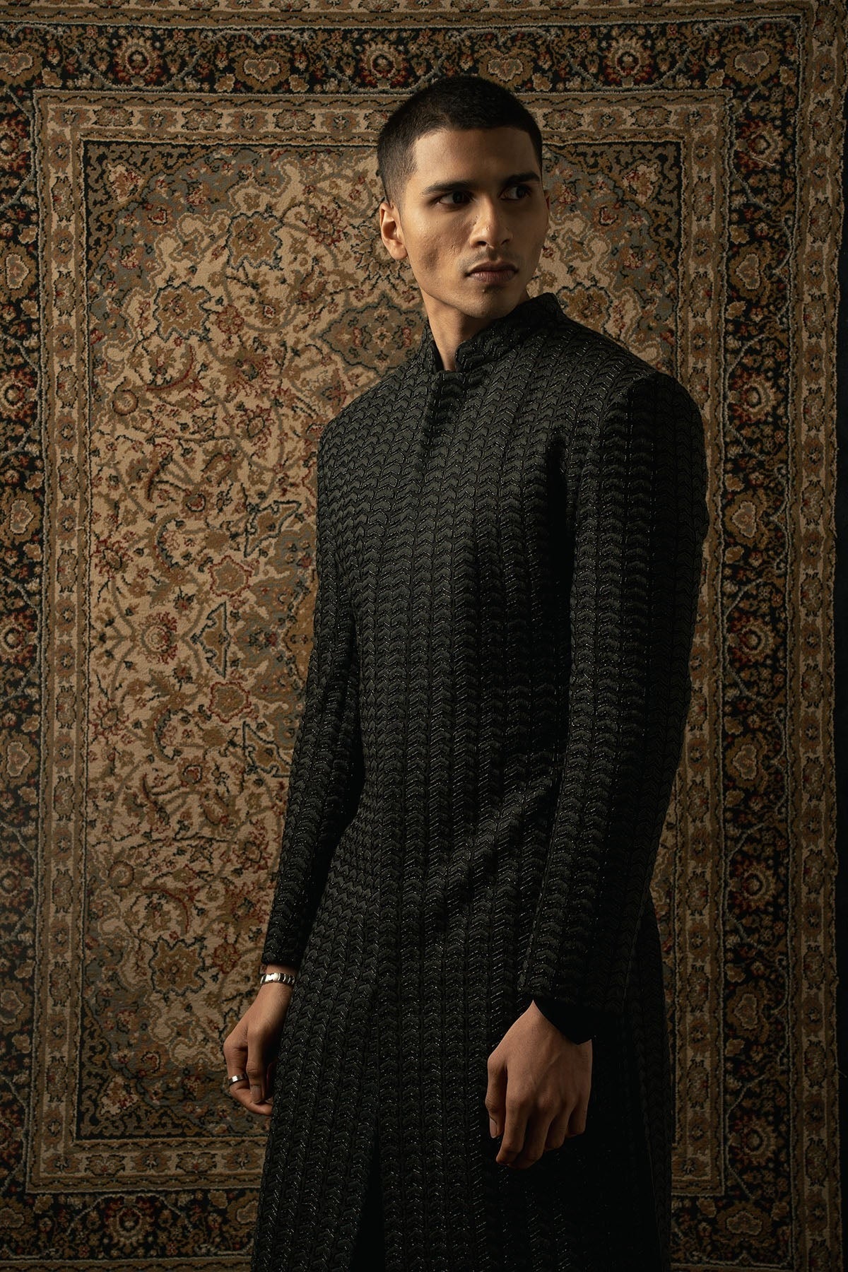 Black Sherwani Set