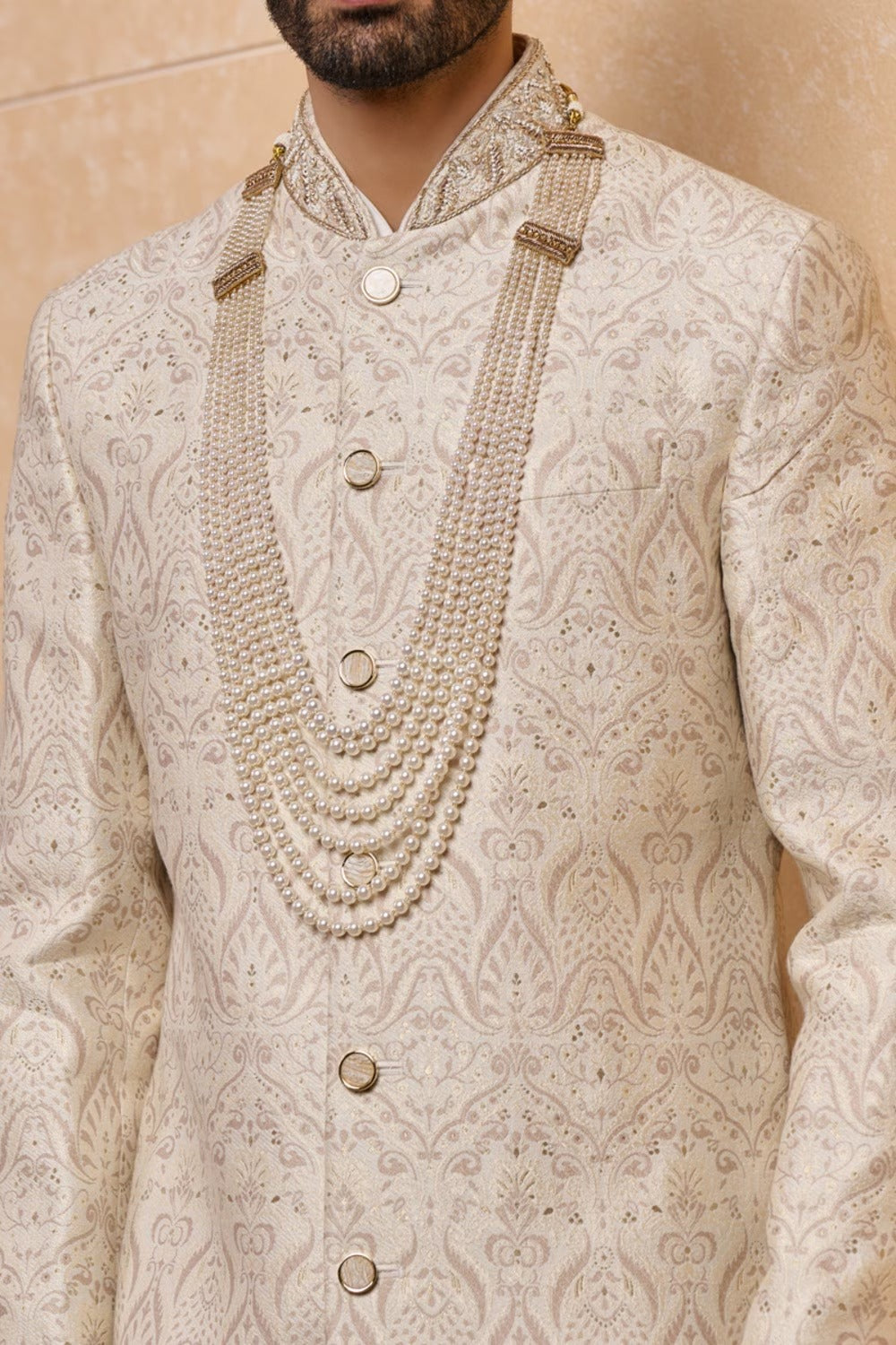 Ivory Brocade Sherwani