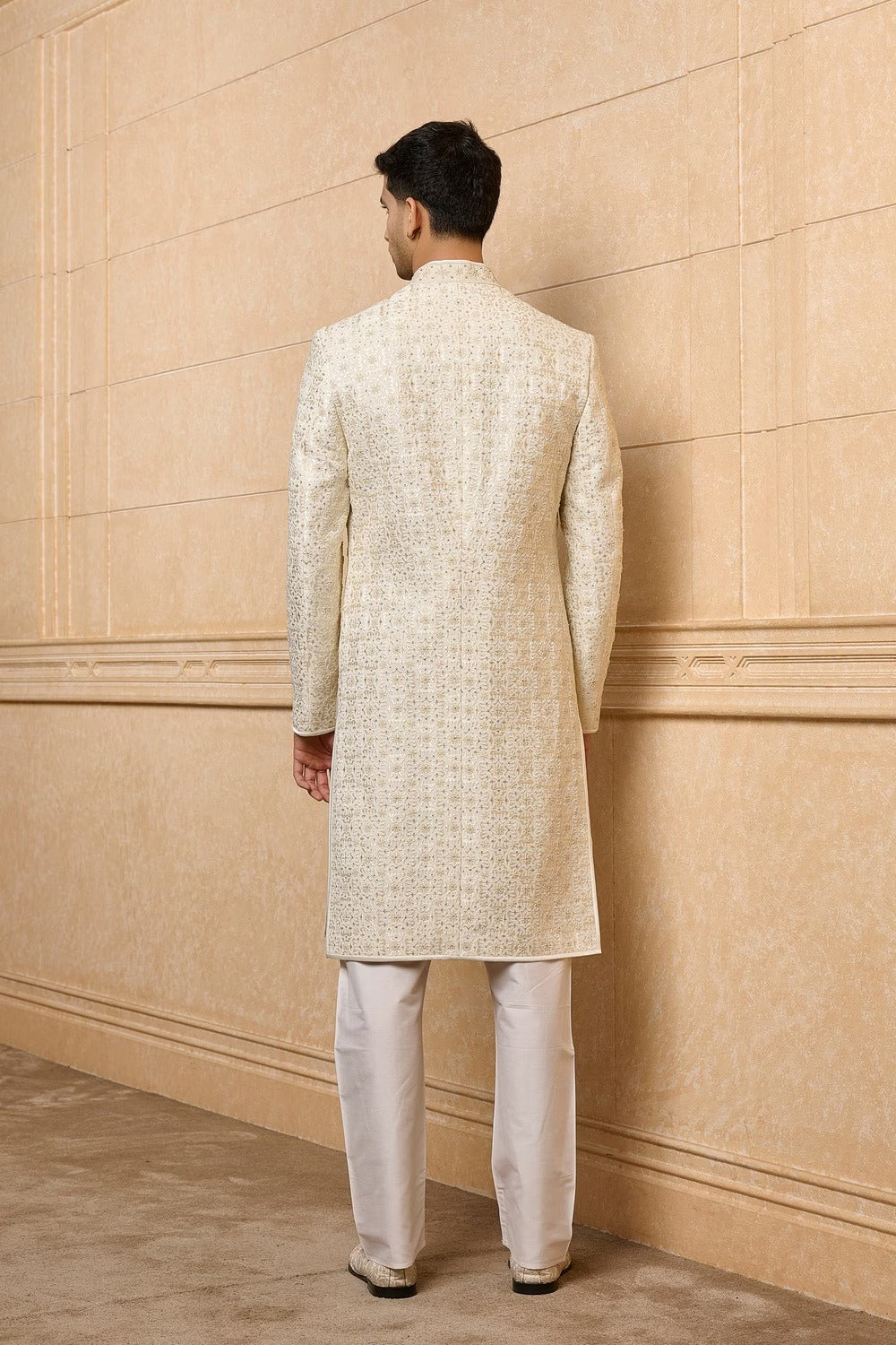 Ivory Embroidered Sherwani Set