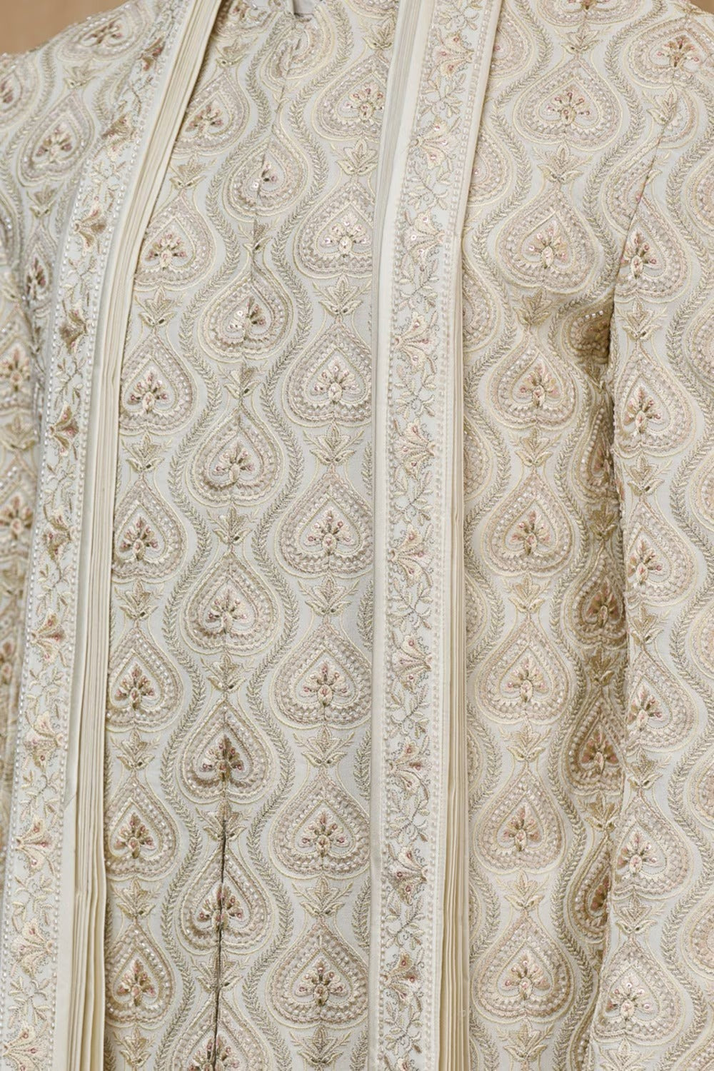 Ivory Embroidered Sherwani Set