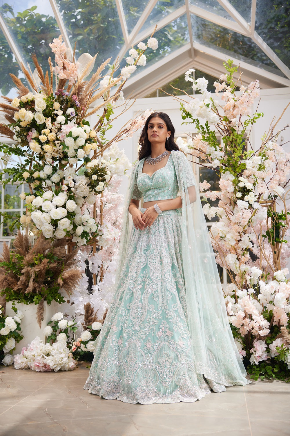 Aqua heavily embellished lehenga