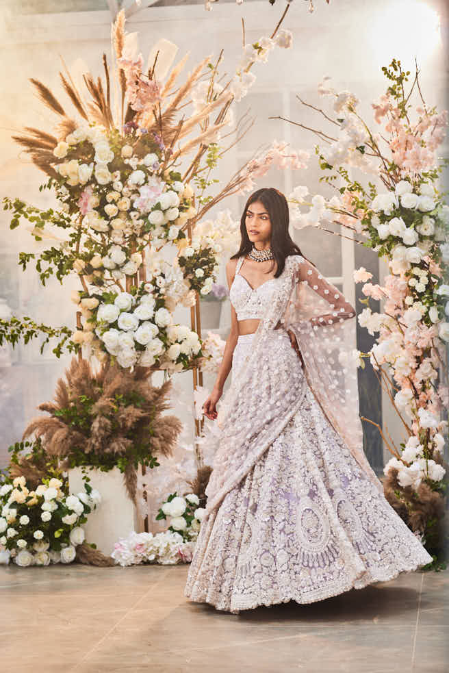 Lilac embellished lehenga
