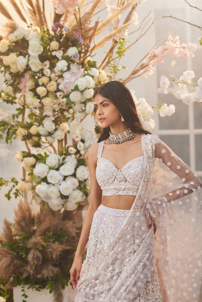 Lilac embellished lehenga