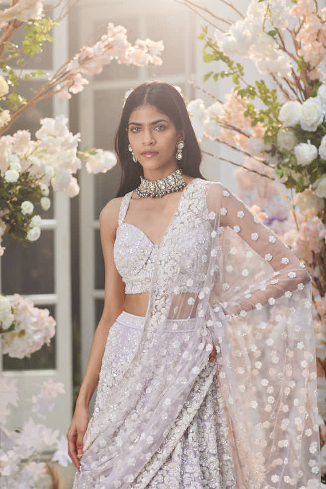 Lilac embellished lehenga