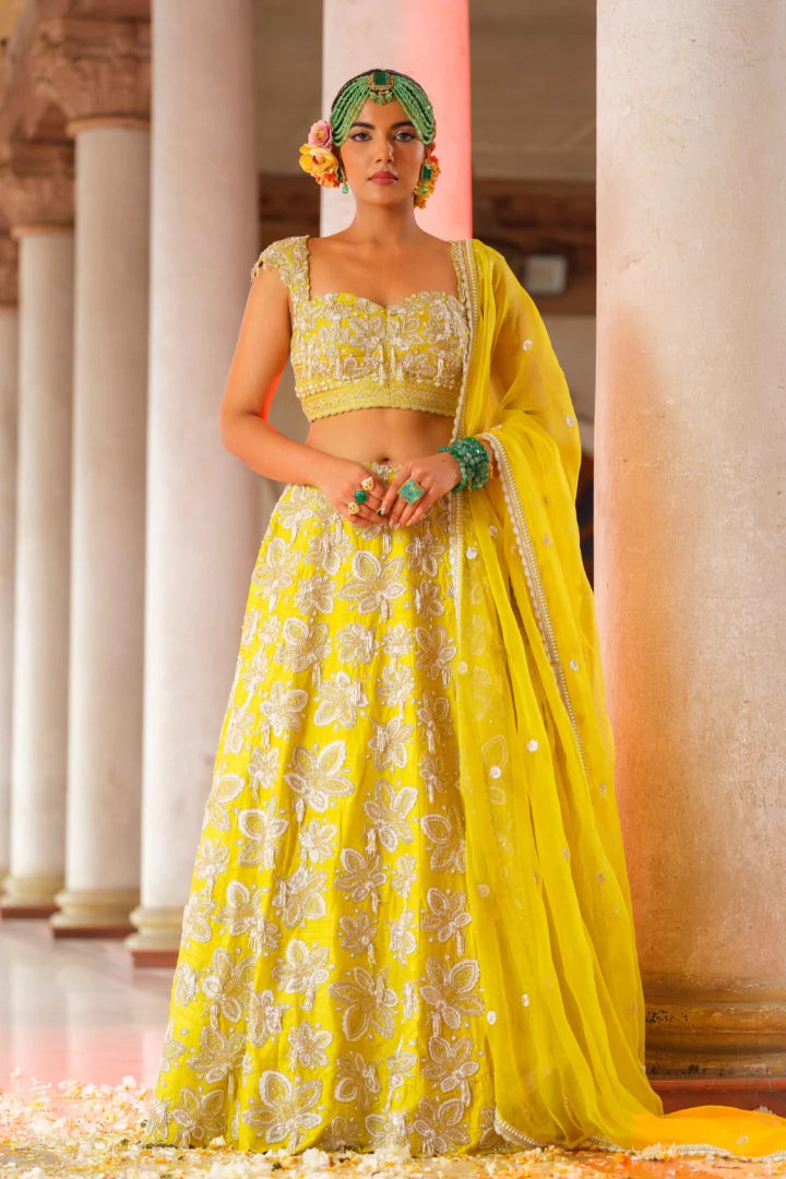 Lemon Twist Rawsilk Lehenga Set