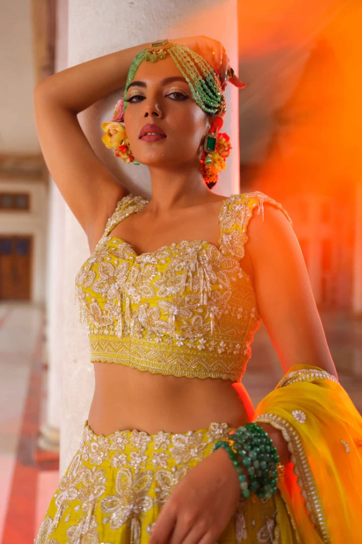 Lemon Twist Rawsilk Lehenga Set