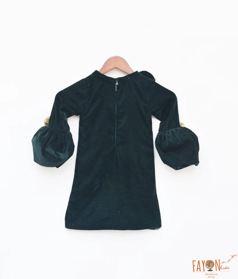 Green Velvet Dress for Girls