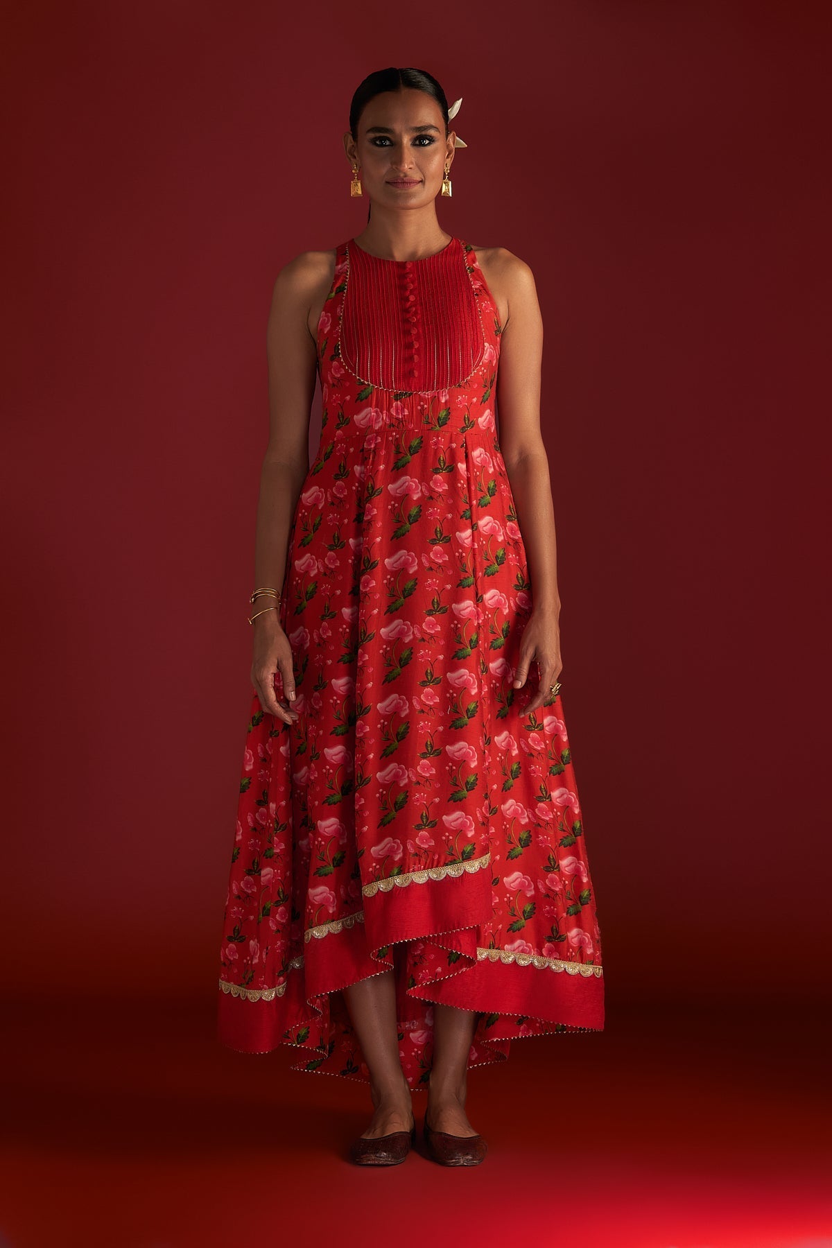 RED RAIN LILY KURTA DRESS