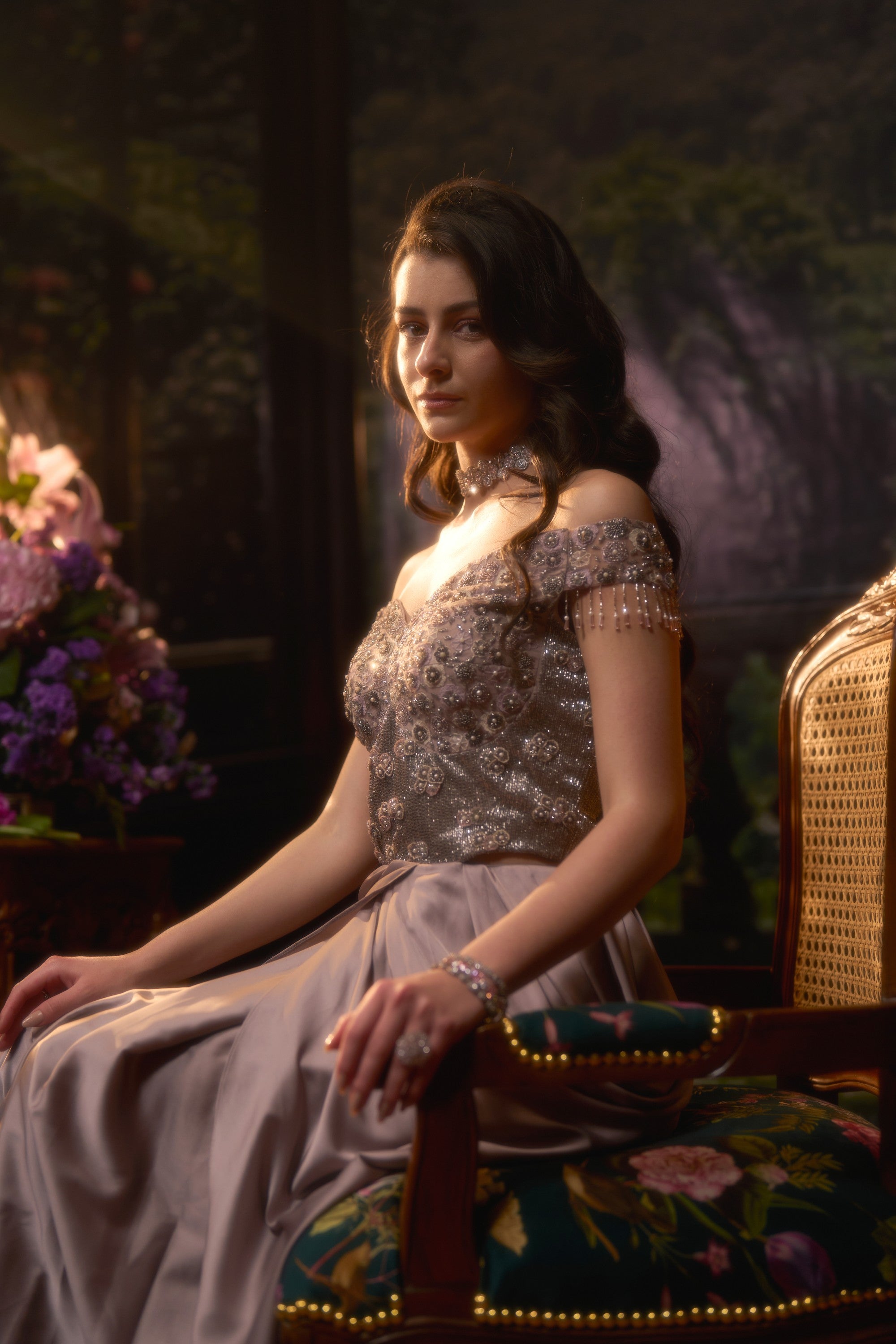 LUMI Mauve Draped Gown Set