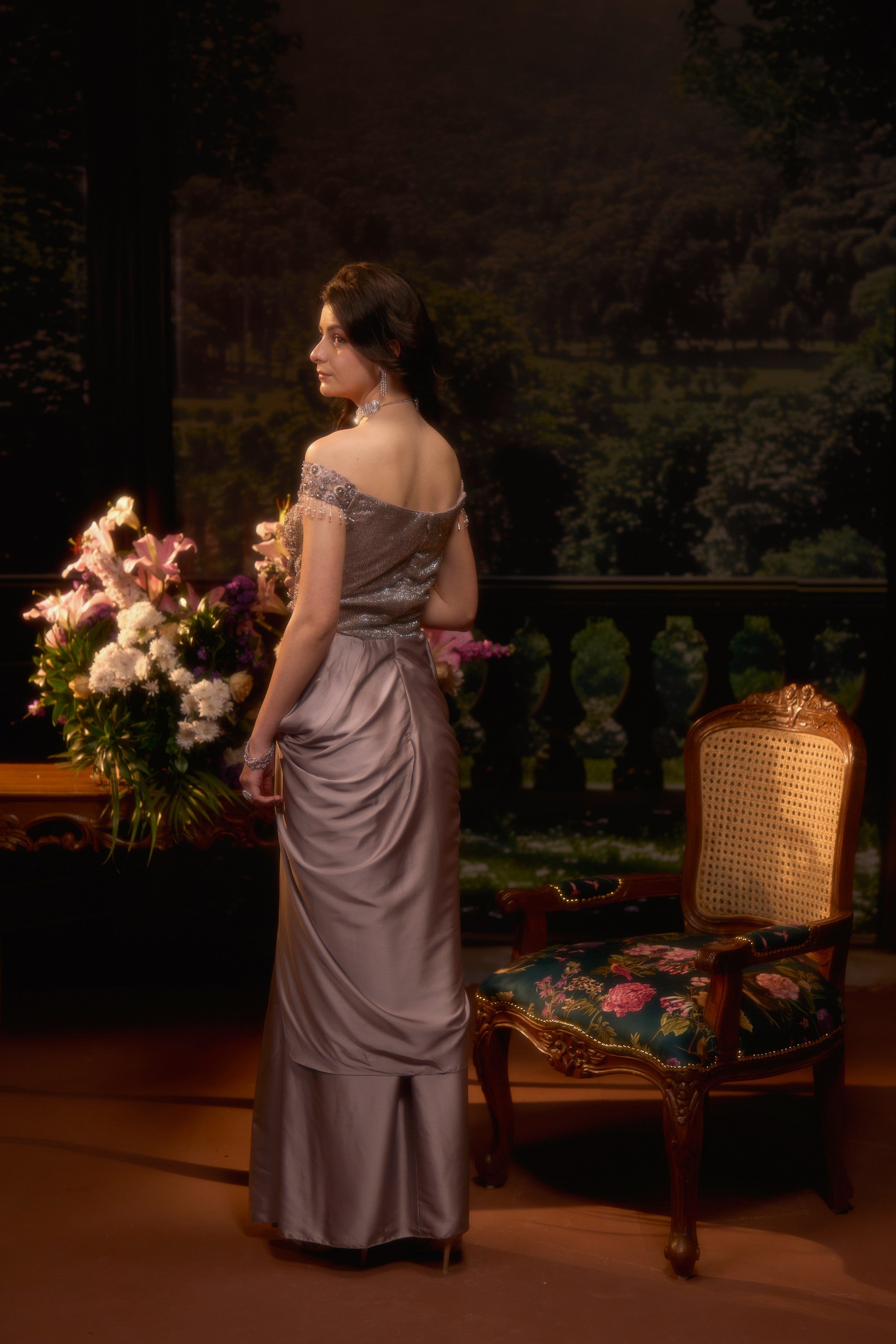 LUMI Mauve Draped Gown Set