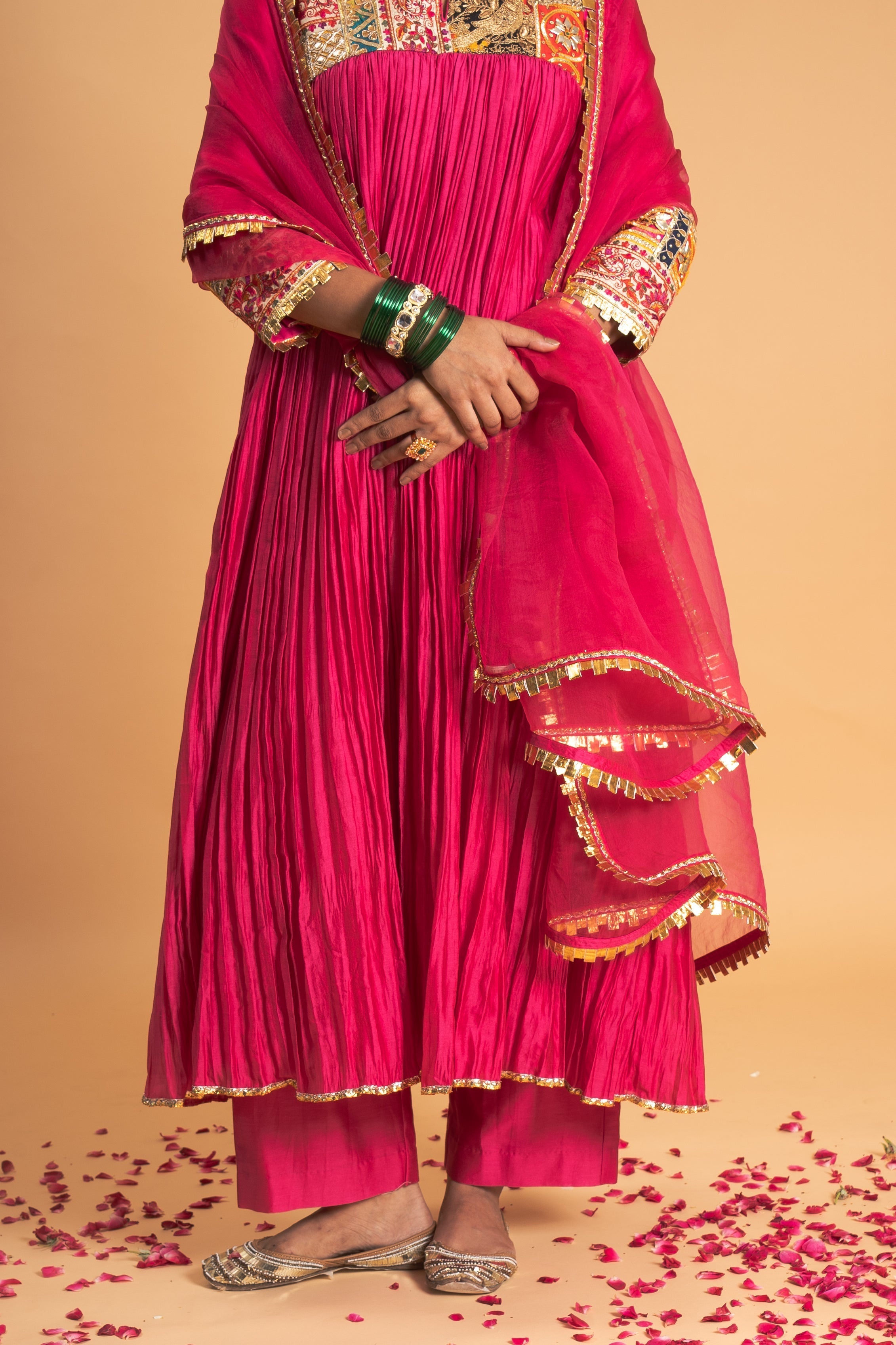 Pink Chanderi Kurta Set
