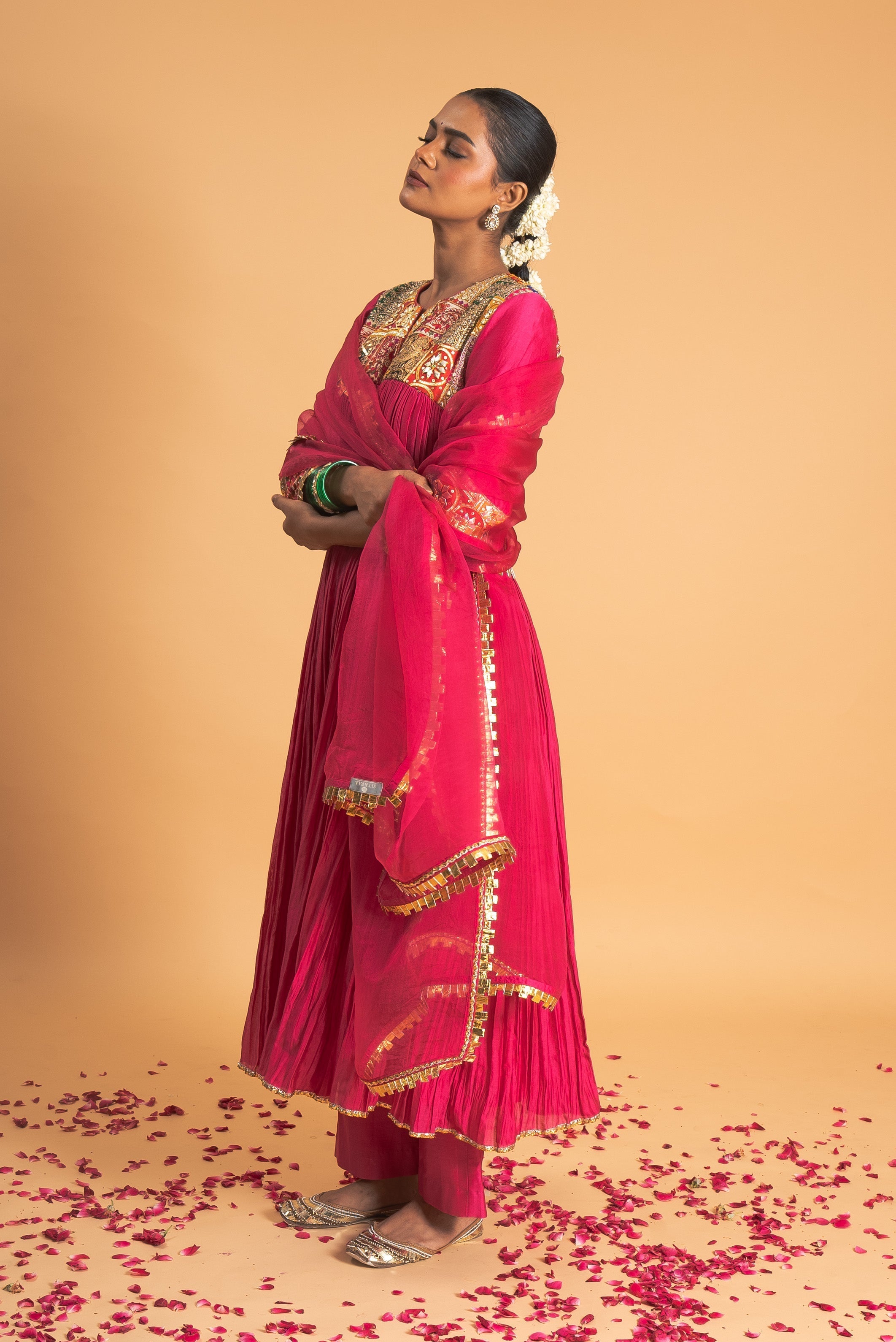 Pink Chanderi Kurta Set