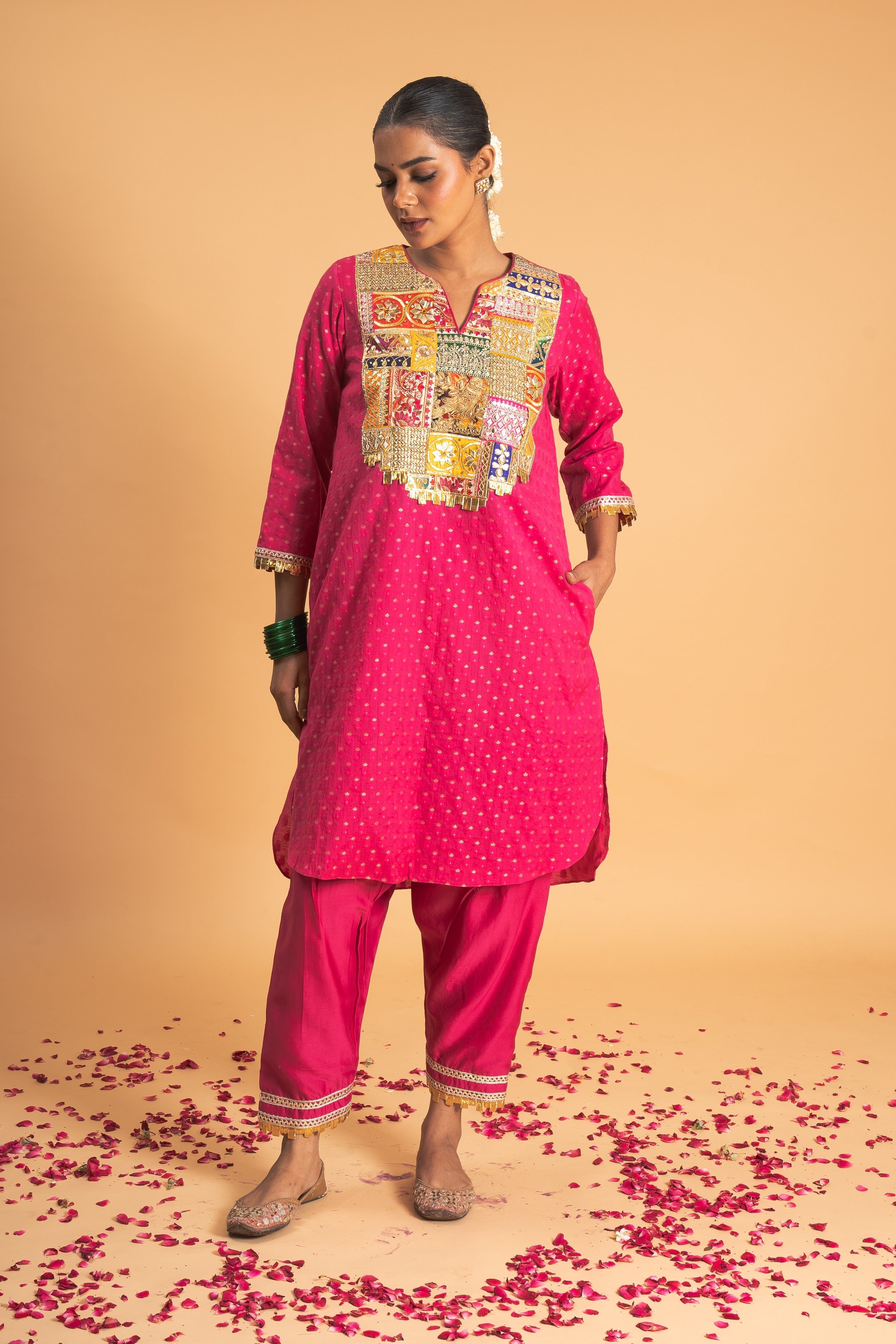 Pink Chanderi Kurta