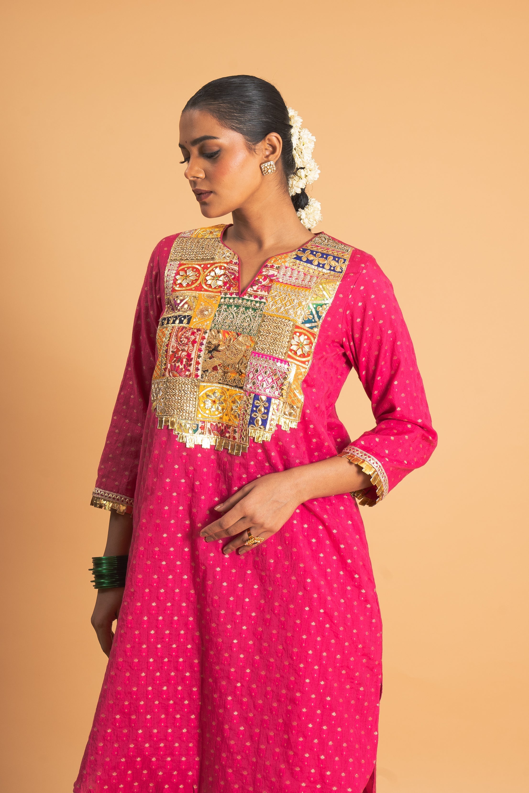 Pink Chanderi Kurta