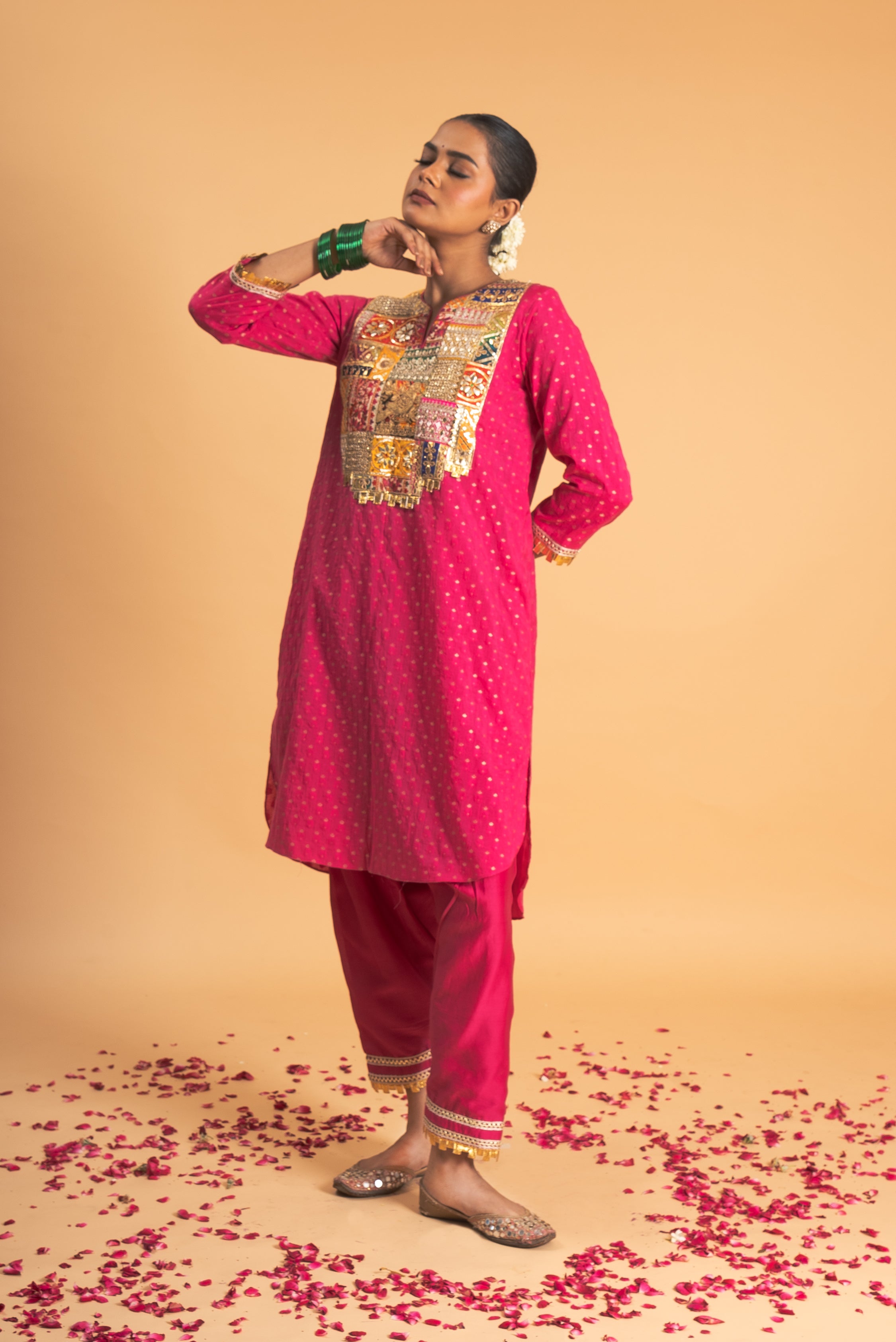 Pink Chanderi Kurta