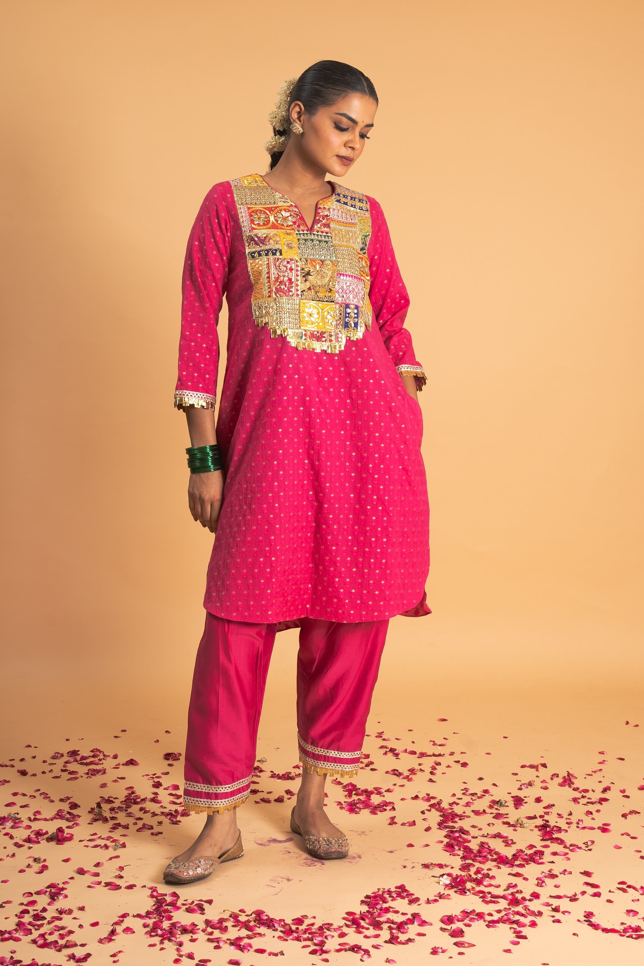 Pink Chanderi Kurta