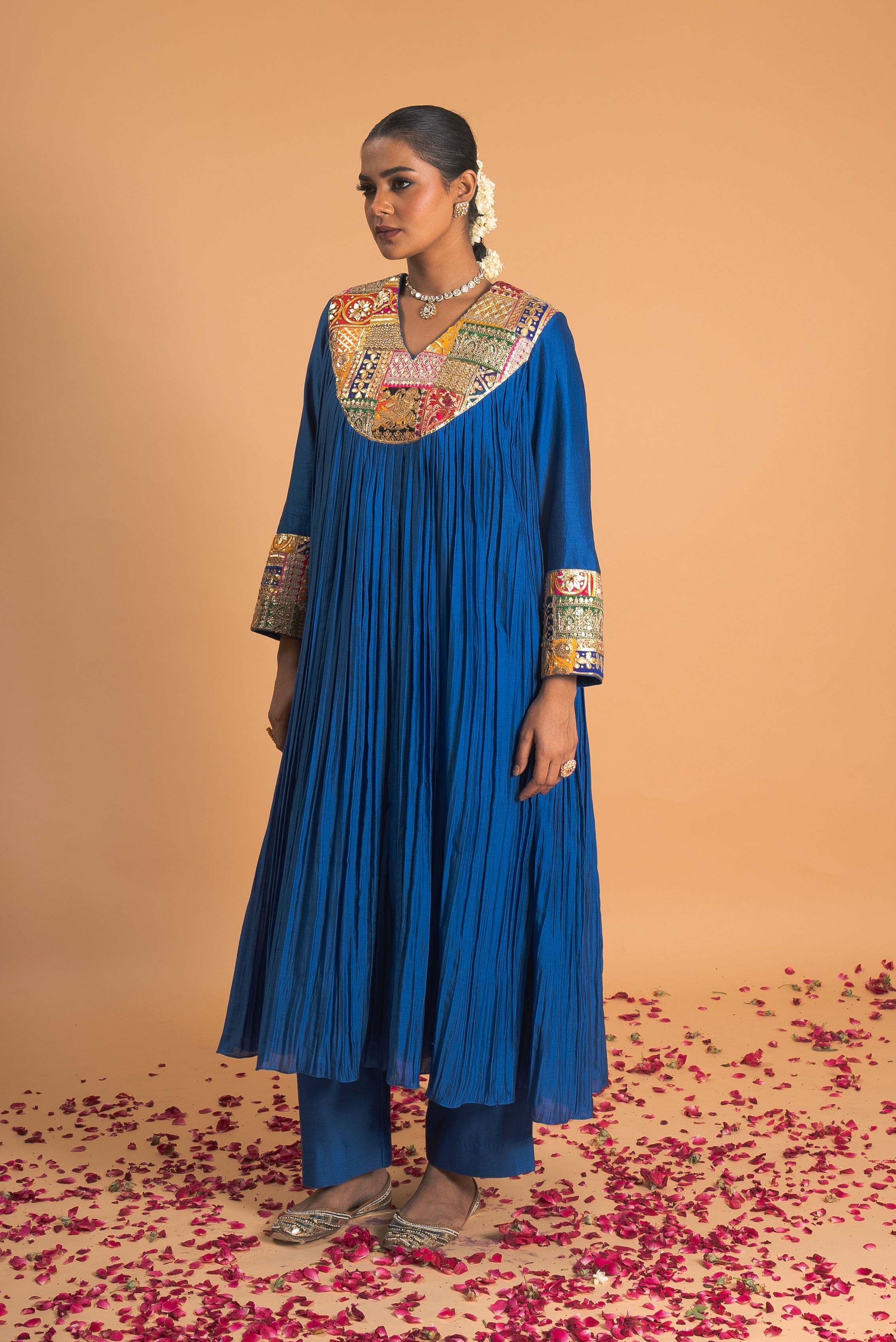 Blue Chanderi Kurta Set
