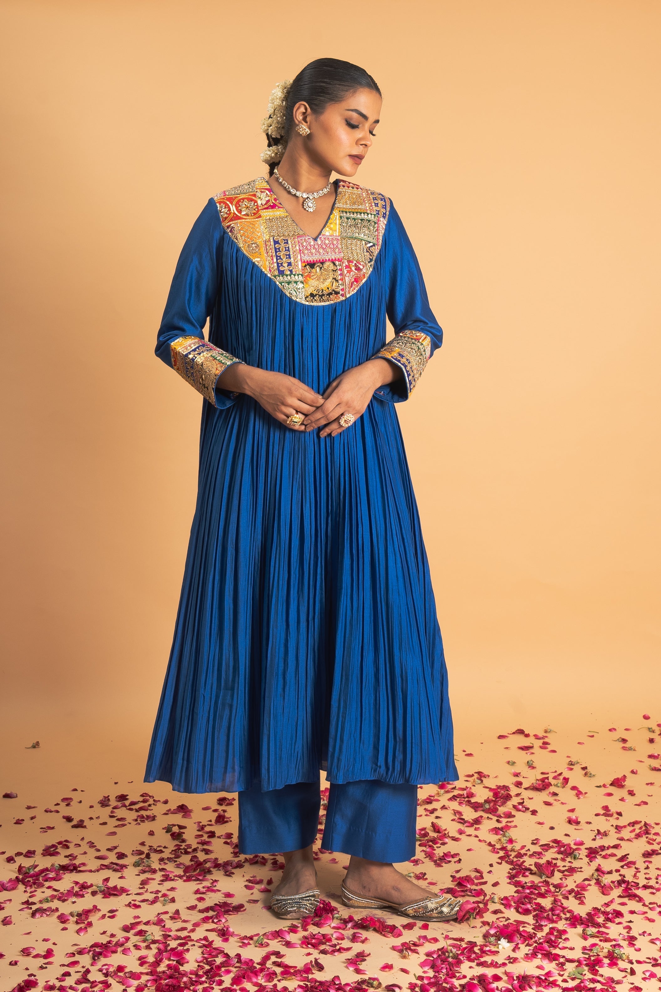 Blue Chanderi Kurta Set