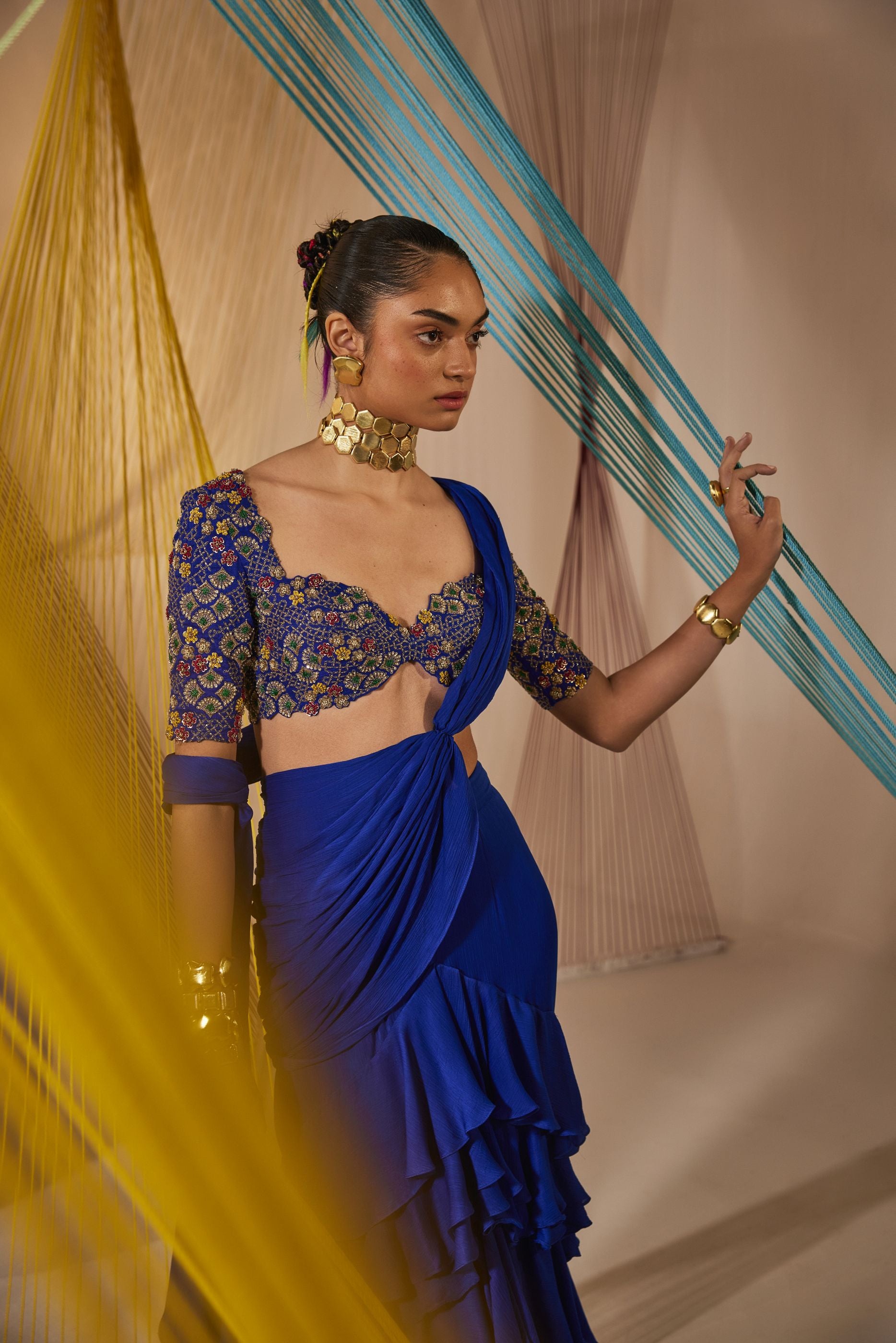 Kiara ruffled saree set