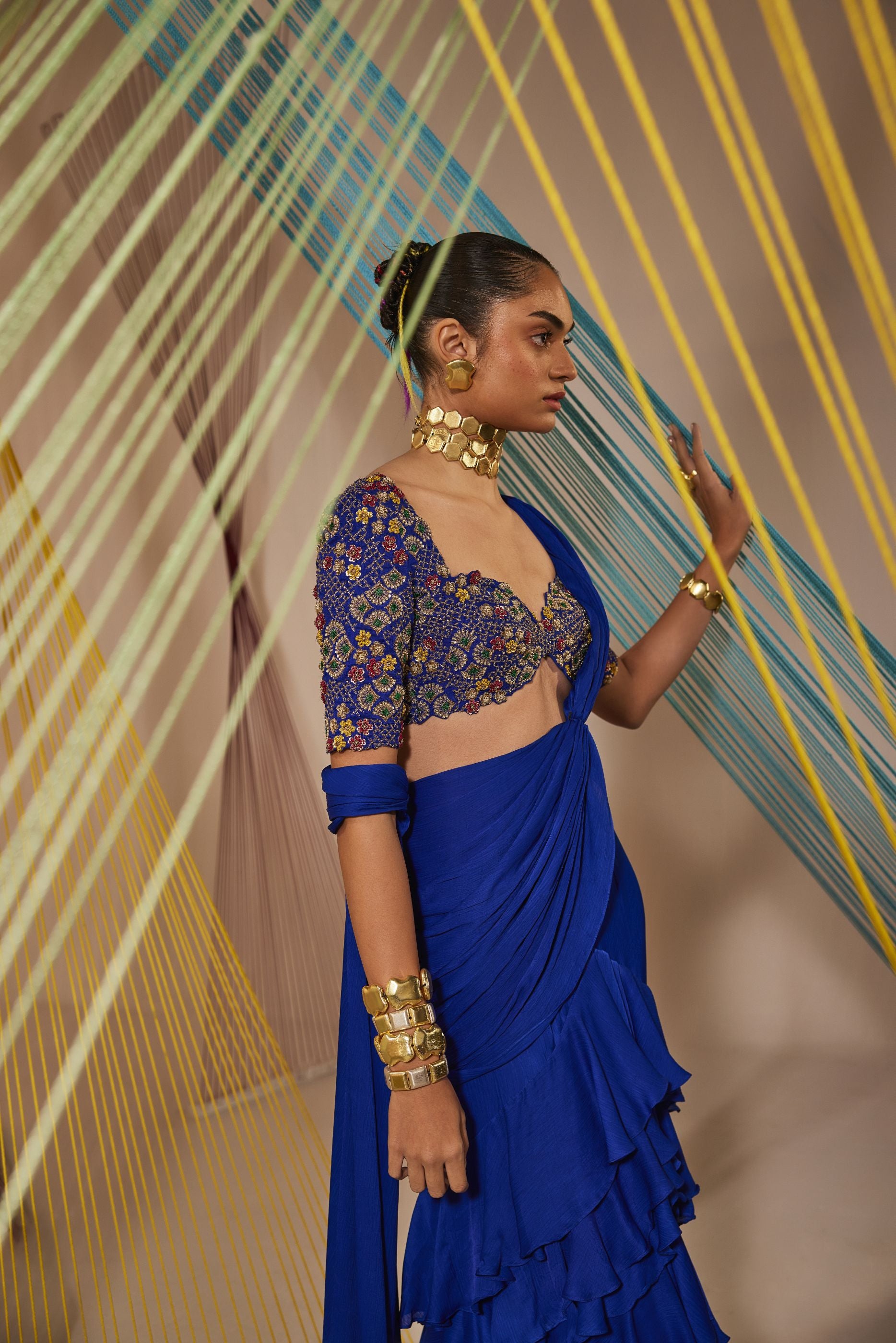 Kiara ruffled saree set