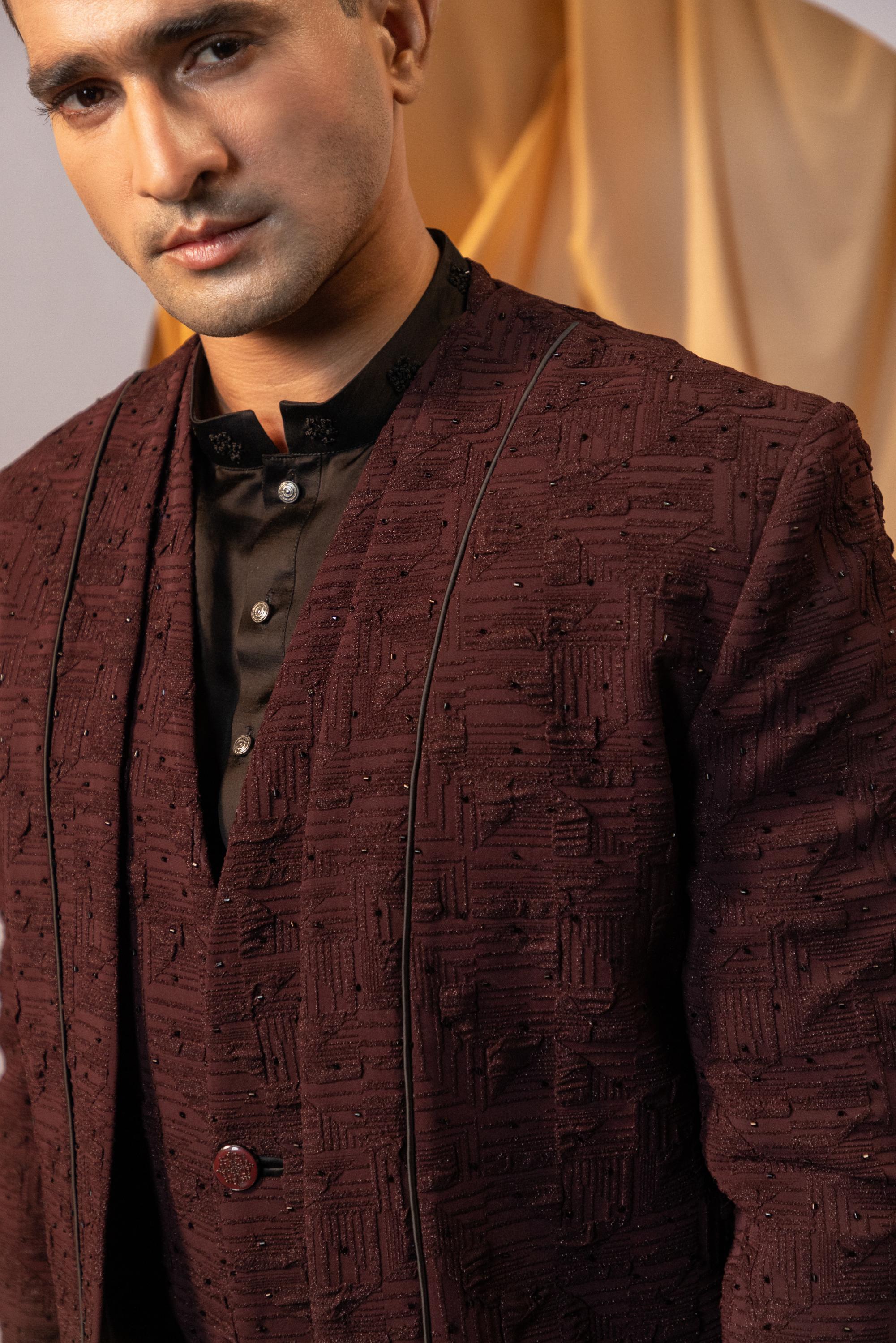 Crimson Dust Achkan Set