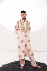 Chanderi Almond Two Little Birds Kurta With Pants