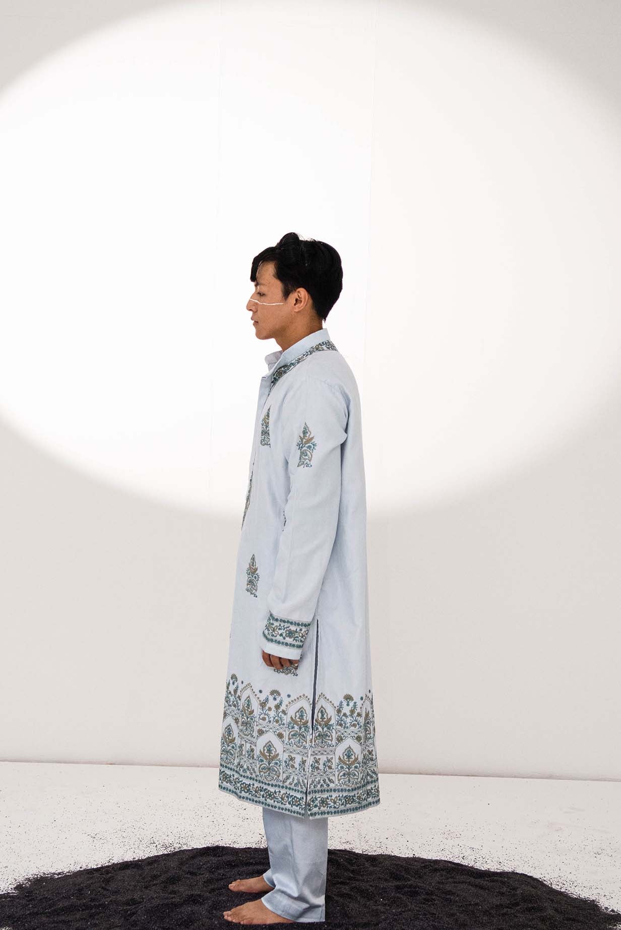 Chanderi Blue Lagoon Kurta With Pants