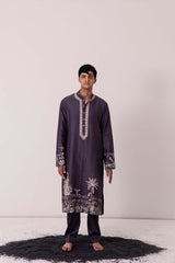 Chanderi Charcoal Merry Mermaid Kurta With Pants