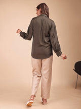 GREEN SATIN SHIRT WITH TROUSER