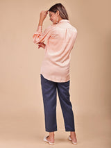 PEACH SATIN SHIRT WITH TROUSER