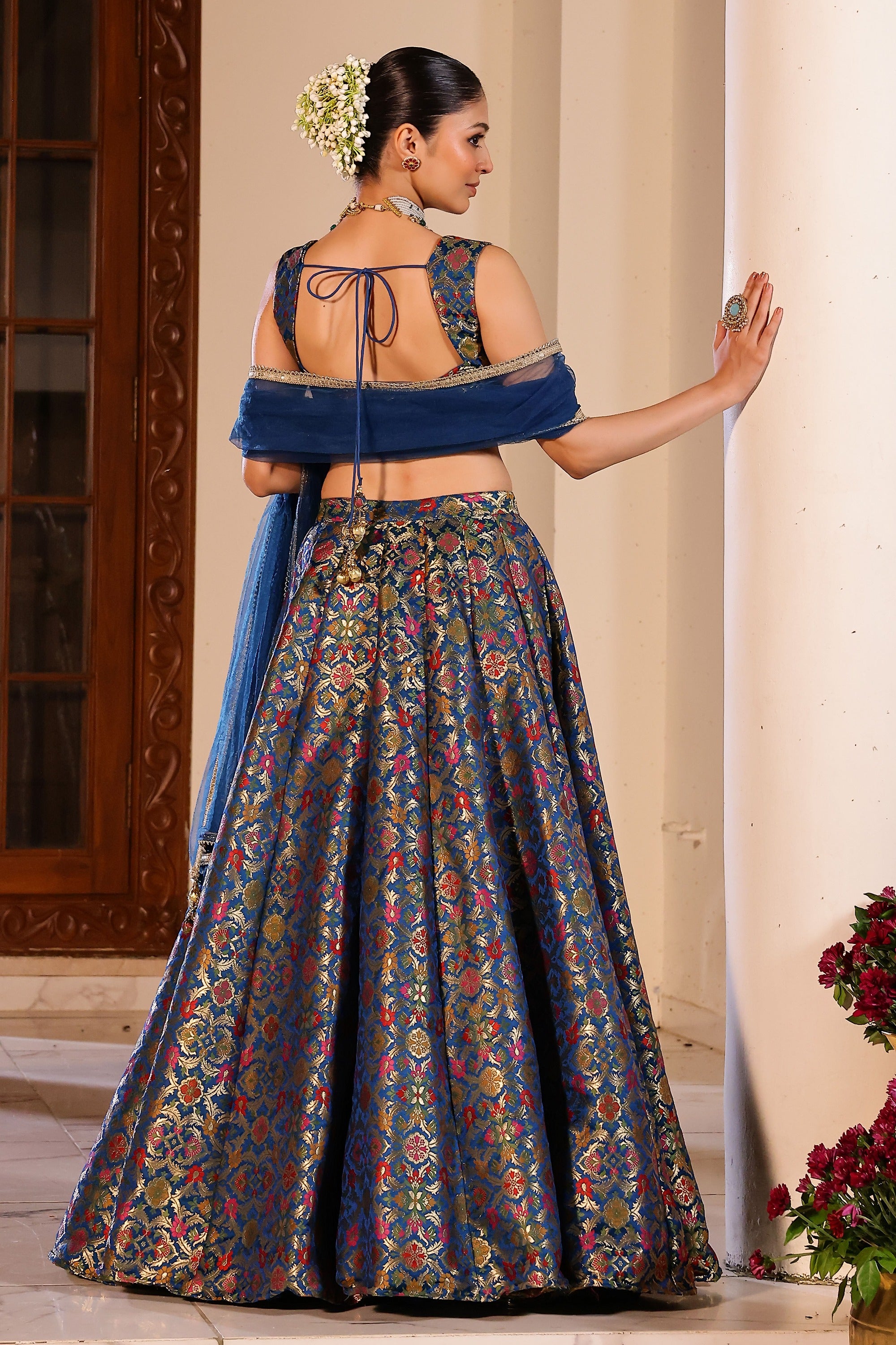 Kimkhab Blue Lehenga Set
