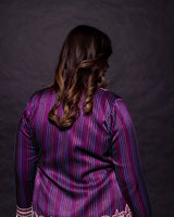 Dark Purple embroidered  angarkha  jacket with drape dhoti skirt