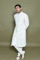 IVORY ROW SILK SHERANI WITH KURTA & CHURIDAR
