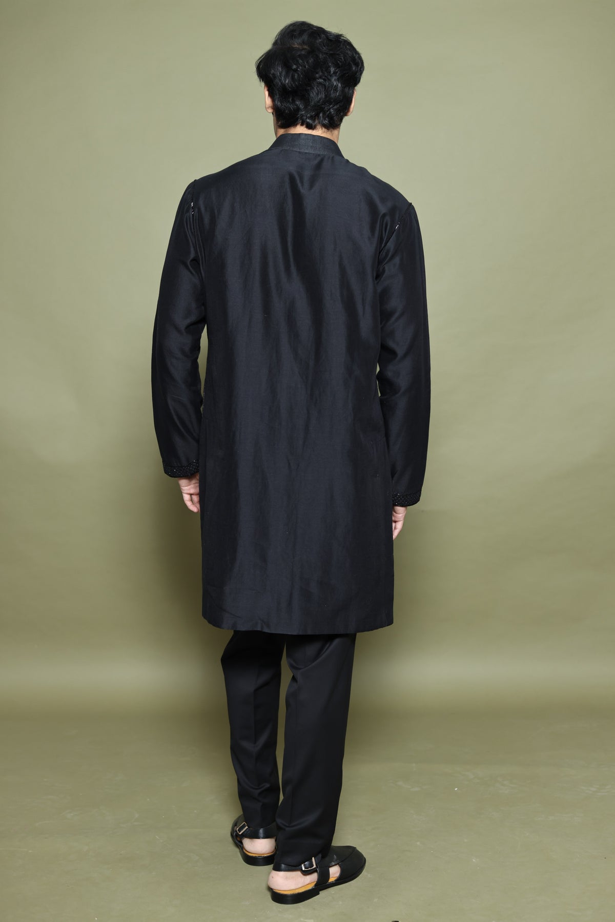 BLACK CHANDERI KURTA WITH TROUSER