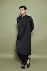 BLACK DRAPED KURTA WITH  SALWAR