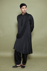 BLACK DRAPED KURTA WITH  SALWAR