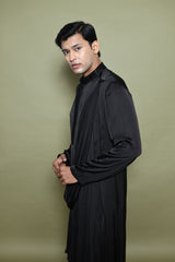 BLACK DRAPED KURTA WITH  SALWAR
