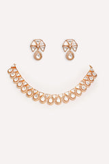 Elegant and stylish gold finish kundan polki necklace set